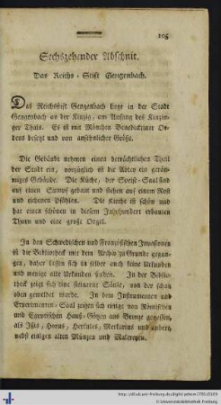 Sechszehender Abschnit. Das Reichs-Stift Gengenbach.