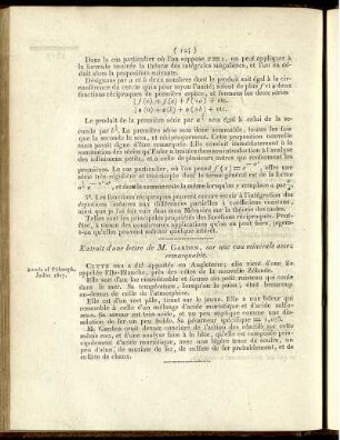 Extrait d'une lettre de M. Garden, sur une eau minérale assez remarquable