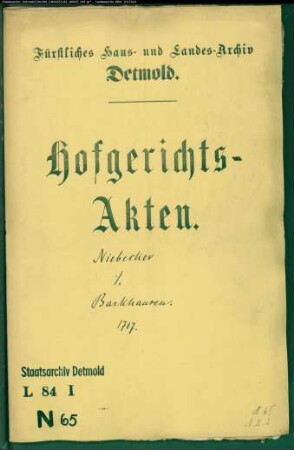 Niebecker, Gebrüder Johann Gerhard und Joachim in Horn gegen Franz Kaspar Barkhausen, Registrator (zu Bremen) - Immission (Besitzeinweisung)