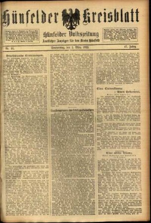Ausgabe vom Donnerstag, den 02. März 1922.