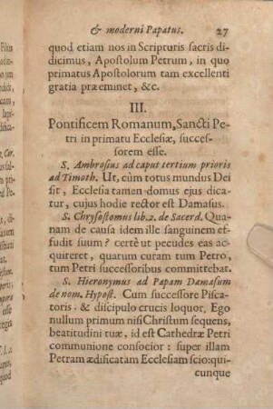 III. Pontificem Romanum, Sancti Petri in primatu Ecclesiae, successorem esse.