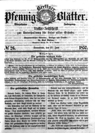 No. 26, Sonnabend, den 27. Juni