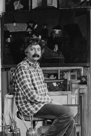 Der Maler Peter Herrmann in seinem Atelier
