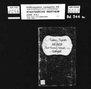 Namenregister zum Heber des fürstlichen Rentamts Rothenfels für Birkenfeld
