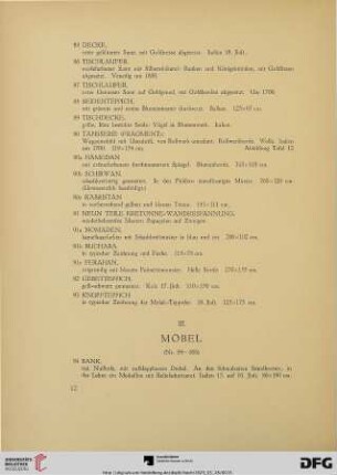 III. Möbel (Nr. 94-166)