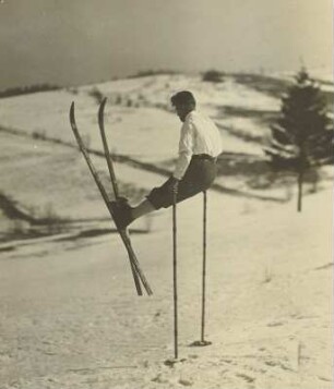 Skilauf im Erzgebirge. Quersprung (Sogenannter Fenstersprung)
