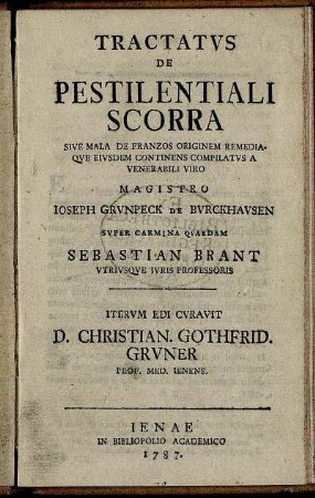 Tractatvs De Pestilentiali Scorra Sive Mala De Franzos
