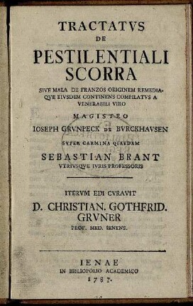 Tractatvs De Pestilentiali Scorra Sive Mala De Franzos