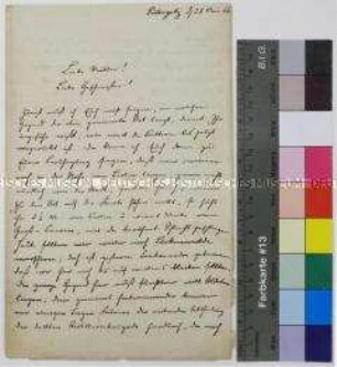 Feldpostbrief des Gefreiten Fritz Baedeker aus seinem Quartier in Gütergotz an seine Mutter und Geschwister über einen Ausflug nach Berlin, seine Unterkunft und die Ernennung zum Adjutanten des Hauptmanns