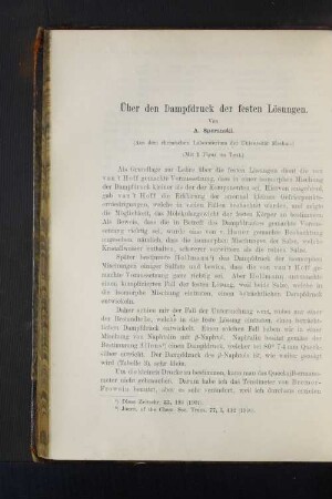 Über den Dampfdruck der festen Lösungen