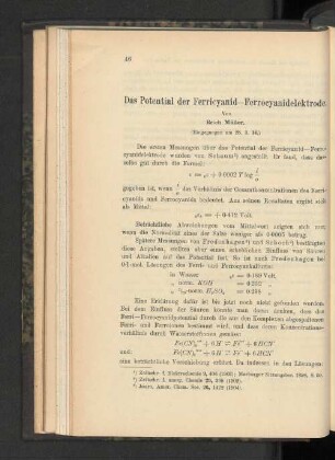 Das Potential der Ferricyanid-Ferrocyanidelektrode.