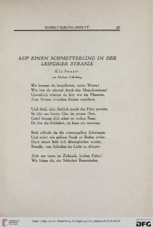 Auf einen Schmetterling in der Leipziger Strasze