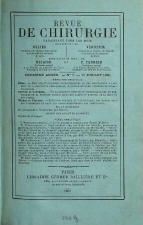 Revue de chirurgie. 2,b. 1882