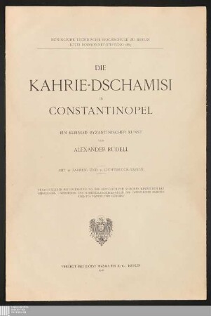 Die Kahrie-Dschamisi in Constantinopel : ein Kleinod byzantinischer Kunst