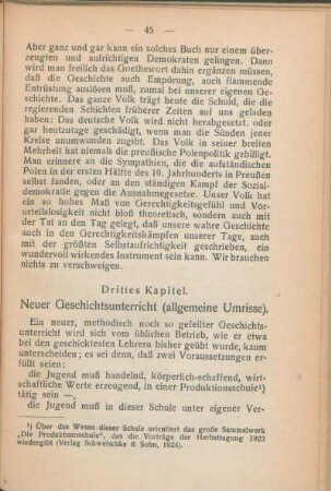 Drittes Kapitel. Neuer Geschichtsunterricht (allgemeine Umrisse).