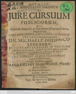 Disputatio Iuridica De Iure Cursuum Publicorum