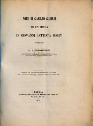 Note di Galileo Galilei ad un'opera di Giovanni Battista Morin