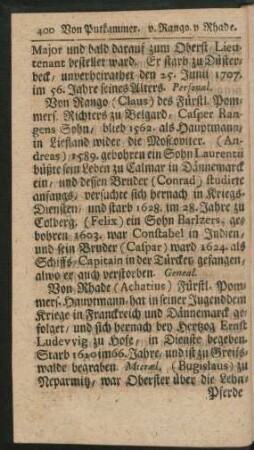Von Rango (Claus) - Rudolphi (Johann Friedrich)