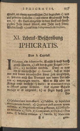 XI. Lebens-Beschreibung Iphicratis