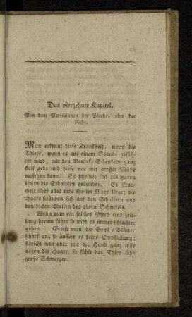 Das vierzehnte Kapitel. Von dem Verschlagen der Pferde, oder der Rehe.