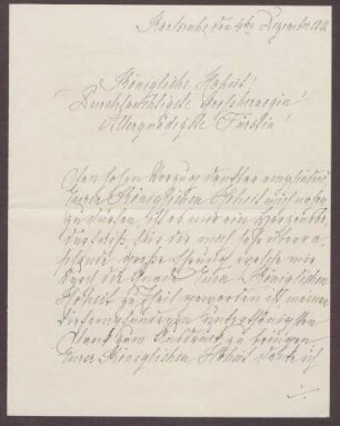 Schreiben von Anna Haas an die Großherzogin Luise; Dank für Jubiläumswünsche und den Blumengruß