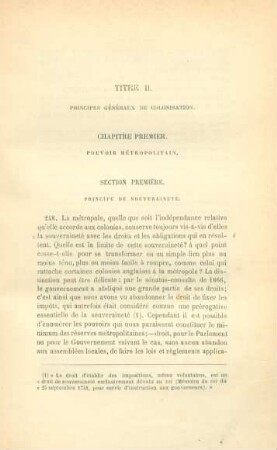 Titre II. Principes généraux de colonisation