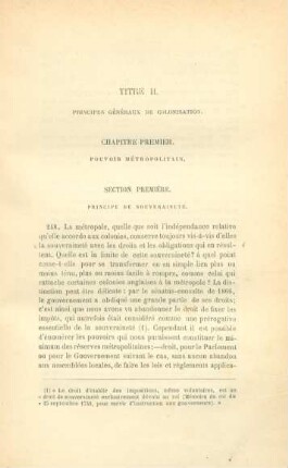 Titre II. Principes généraux de colonisation