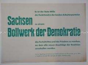 Maueranschlag mit einem Zitat von der Funktionärskonferenz von KPD und SPD im Januar 1946