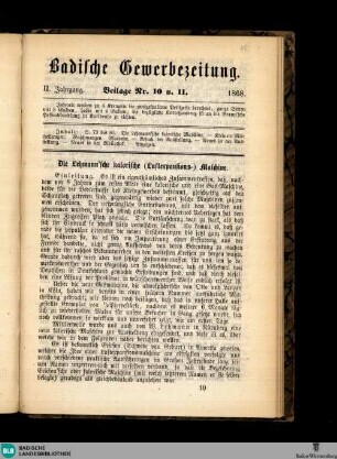 Badische Gewerbezeitung : Organ d. Handelskammer, Beilage zur Badischen Gewerbezeitung