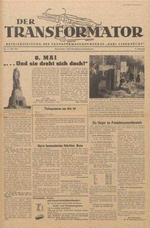 TRO-Betriebszeitung 'Der Transformator'; Nr. 17/1957 (Mai 1957)