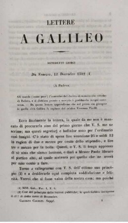 Lettere A Galileo.