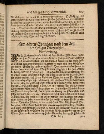 877-899, Am achten Sonntage nach dem Fest der Heiligen Dreyeinigkeit