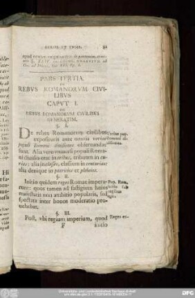 Pars Tertia. De Rebus Romanorum Civilibus