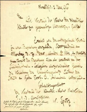 Spatz, Prof. Willy, Schriftführer des Malkastens