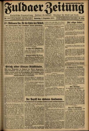 Ausgabe vom Samstag, den 02. Dezember 1933.