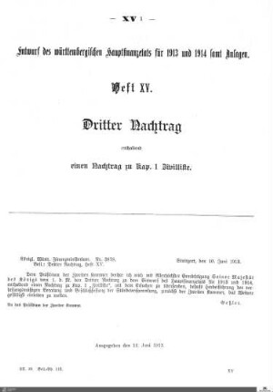Hauptfinanzetat 1913-1914, Heft 15