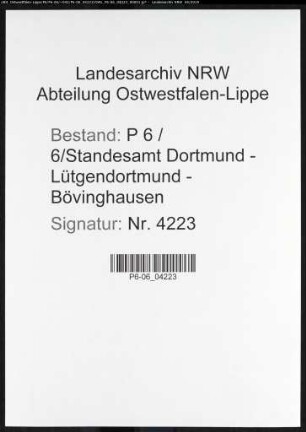 Sterberegister Standesamt Dortmund-Lütgendortmund-Bövinghausen (XI)