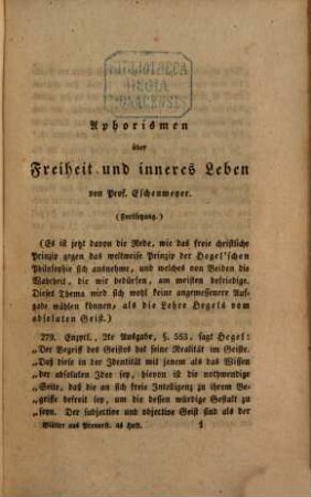Blätter aus Prevorst : Originalien u. Lesefrüchte für Freunde d. inneren Lebens. 4, 4. 1833