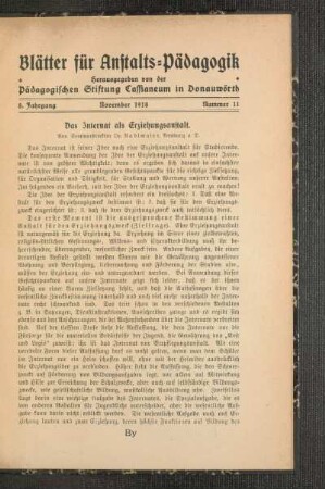 ¬Das¬ Internat als Erziehungsanstalt