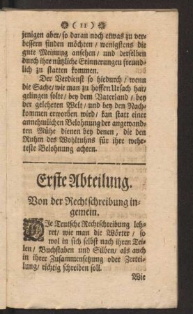Erste Abteilung. Von der Rechtschreibung ingemein