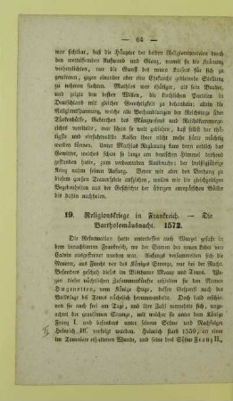19. Religionskriege in Frankreich. - Die Bartholomaeusnacht. 1572