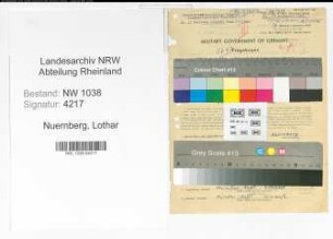 Entnazifizierung Lothar Nuernberg , geb. 11.07.1897 (Beamter)