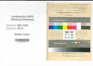 Entnazifizierung Anton Wiefel , geb. 01.10.1905 (Arbeiter)