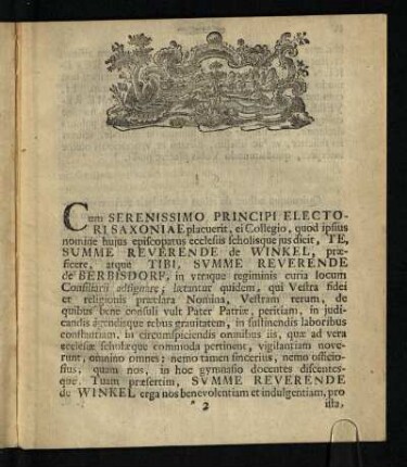 Cum Serenissimo Principi ...