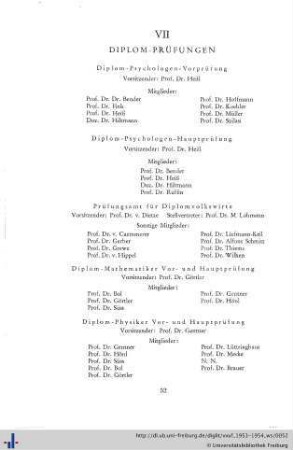 VII. Diplom-Prüfungen