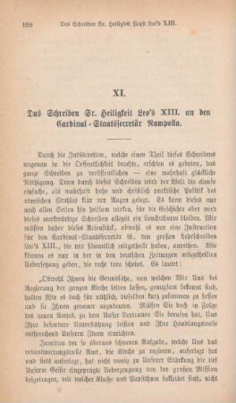 198-212 Das Schreiben Sr. Heiligkeit Leo's XIII. an den Cardinal-Staatssecretär Rampolla