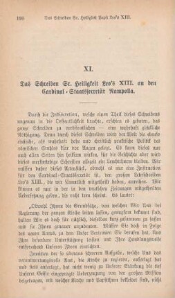 198-212 Das Schreiben Sr. Heiligkeit Leo's XIII. an den Cardinal-Staatssecretär Rampolla