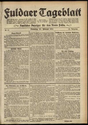 Ausgabe vom Dienstag, den 22. Februar 1921.