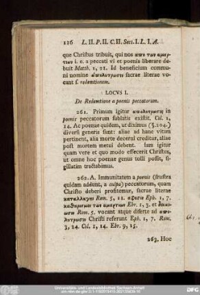 Locus I. De Redemtione a poenis peccatorum.