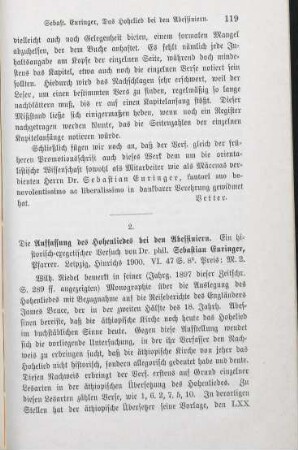 119-120 [Rezension] Euringer, Sebastian, Die Auffassung des Hohenliedes bei den Abessiniern